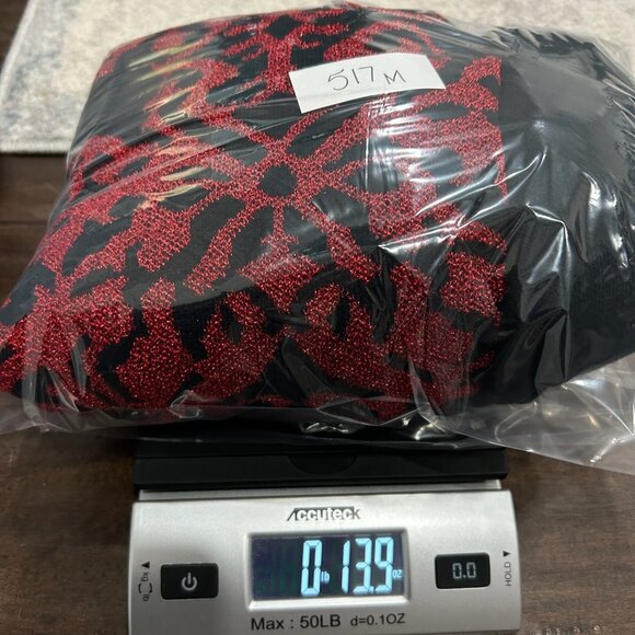 Carmen Carmen Marc Valvo Off The Shoulder Sweater Dress Red Black Sz XL Damask - Picture 10 of 10